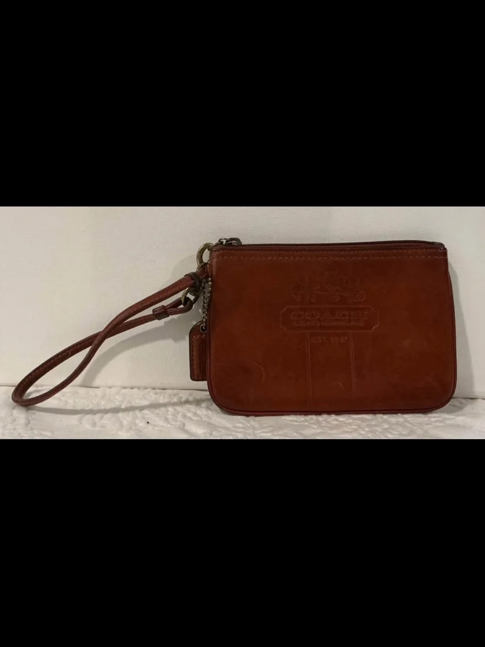 Brown Leather Coach Wristlet